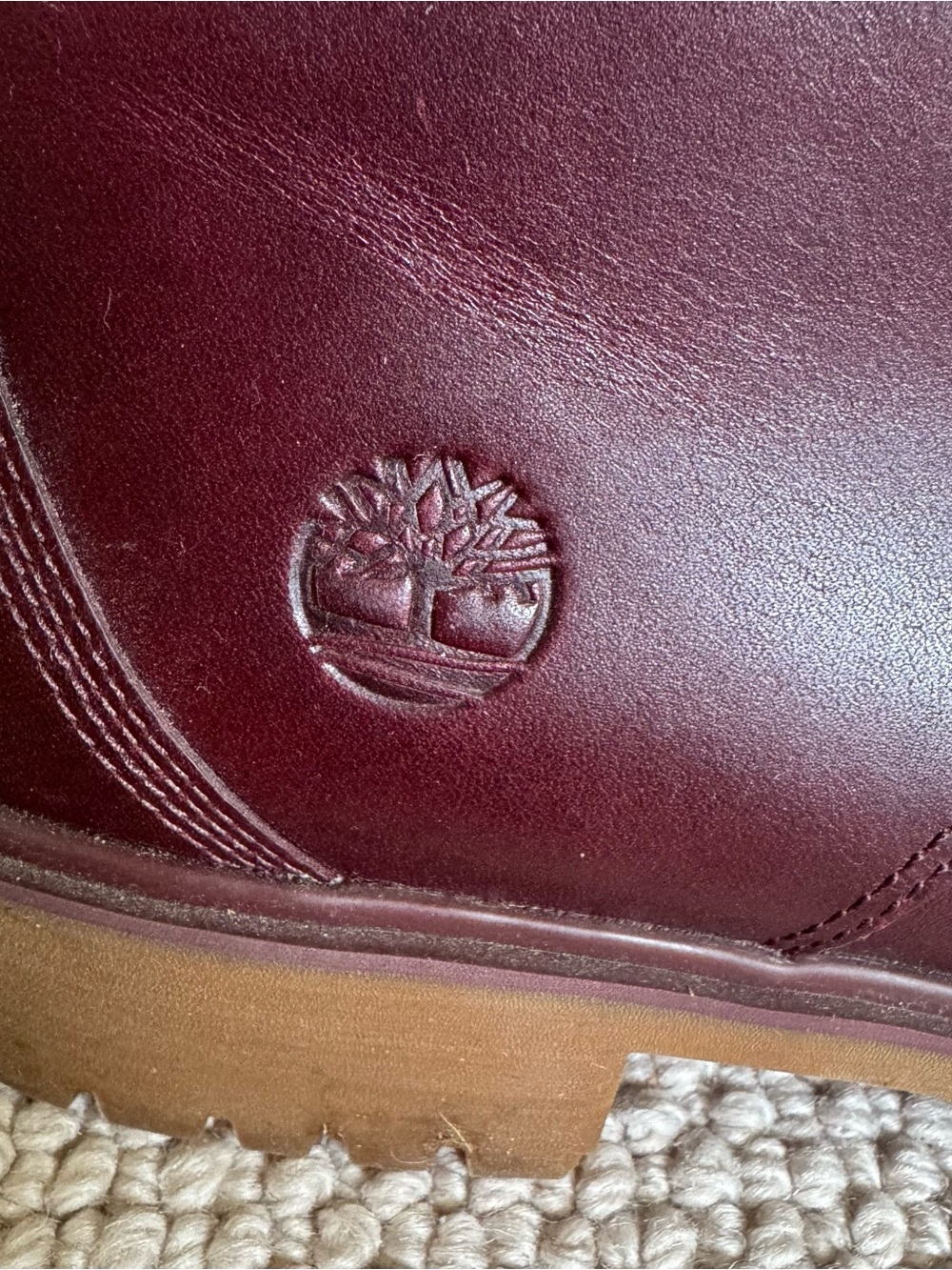 Timberland Women's Burgundy Leather Lace-Up Ankle Boots with Tan Lug Sole - Picture 7 of 10